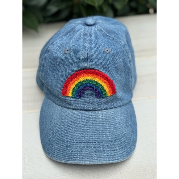 Rainbow Denim Baseball Cap Hat - Picture 1 of 4